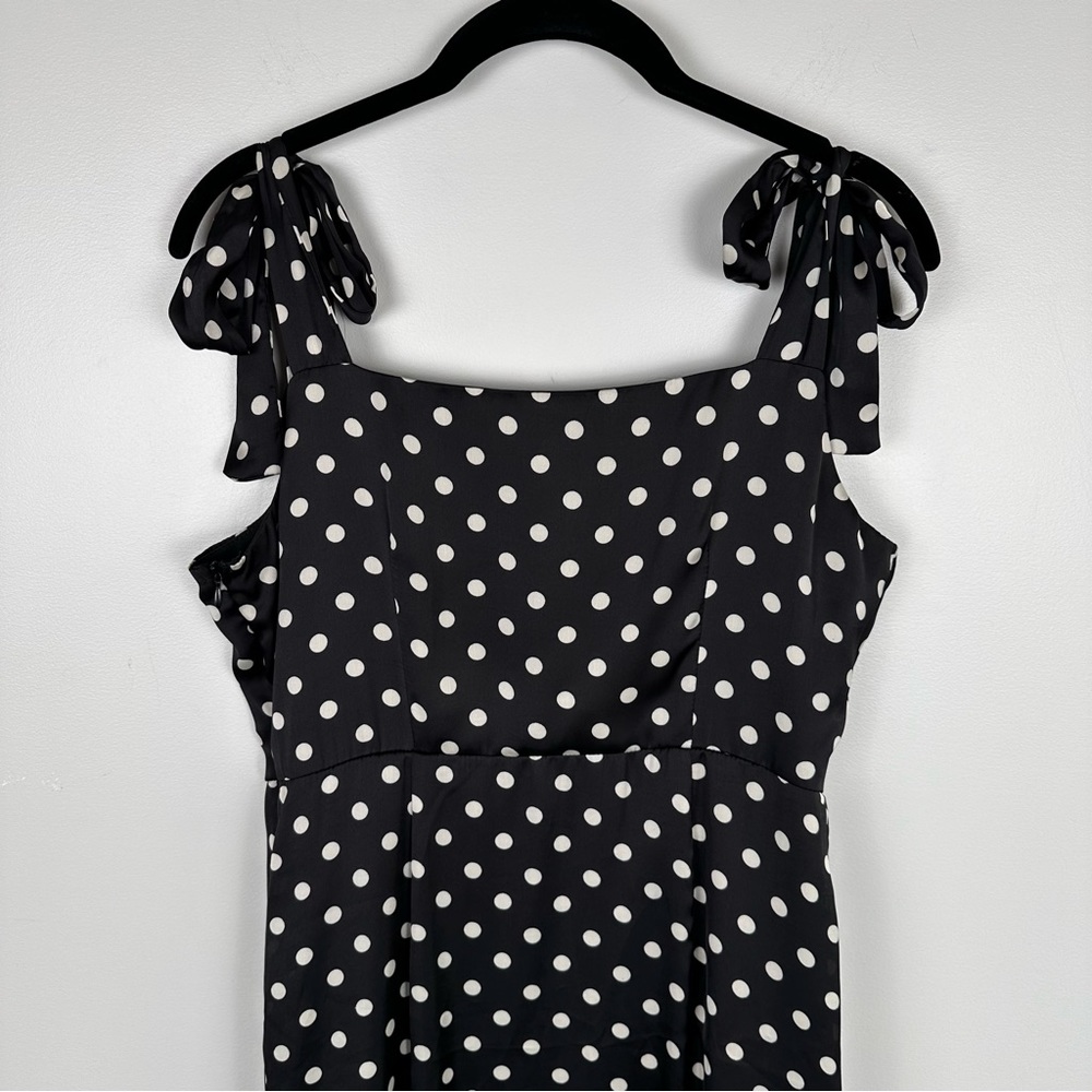 Aryah Polka Dot Retro Bow Detail Shoulder Square Neck MIDI Dress Size Me… - Picture 9 of 15